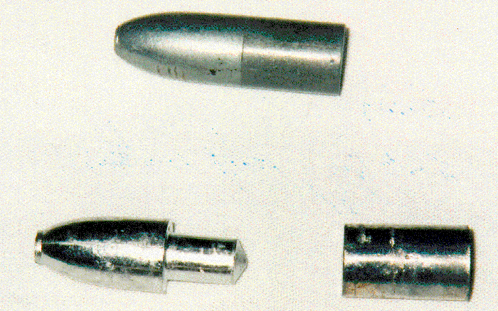 Two piece slug gun bullet.